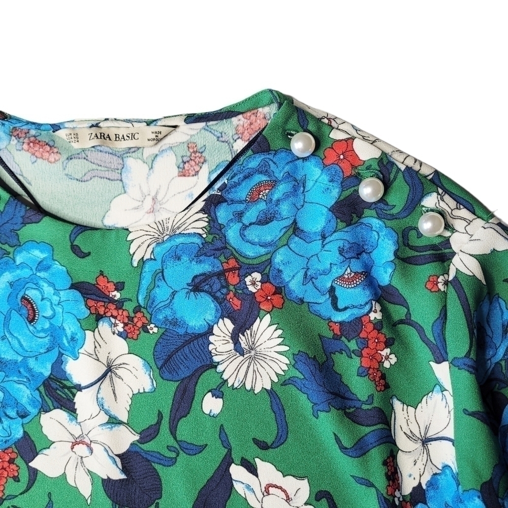 Zara Floral Kimono Sleeve Blouse XS - Picture 3 of 9